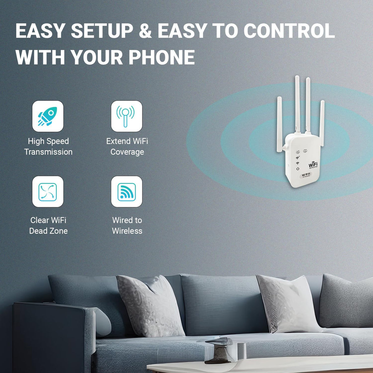 trenzu Single Band 2.4GHz WiFi Range Extender 300Mbps White