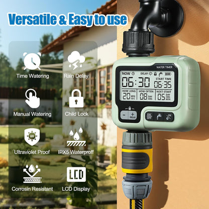CROSOFMI HCT-322 Watering Timer Programmable Garden Hose Faucet with Rain Delay