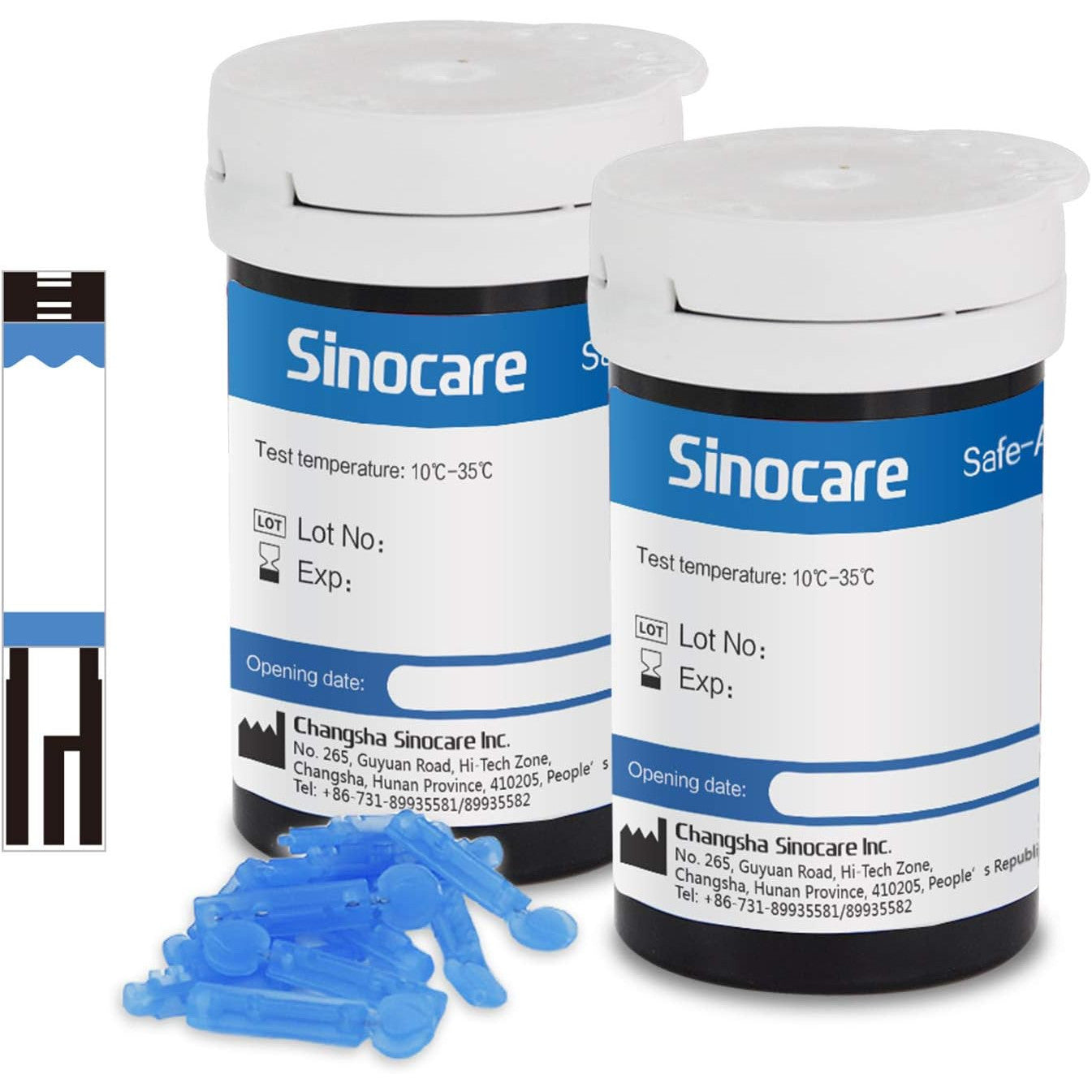 Sinocare Safe Accu2 Blood Sugar Test Strips – 50 Strips + 50 Lancets – Precise Glucose Monitoring