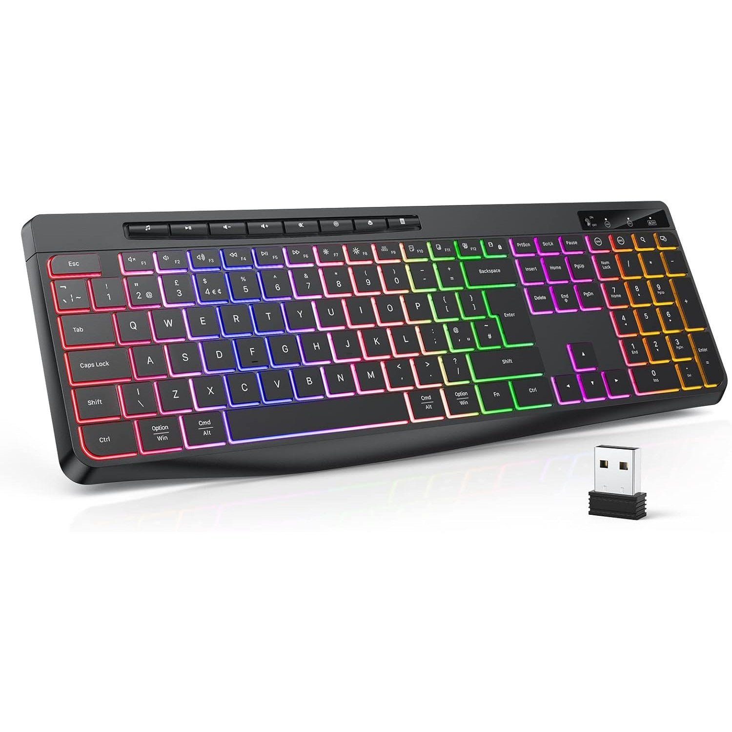 TECURS Silent Wireless Gaming Keyboard with USB‑C Rechargeable Backlit Keys