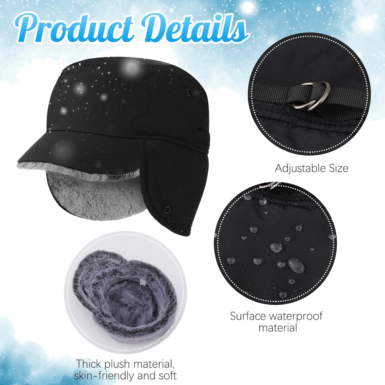 Suhine Warm Winter Trapper Hat with Faux Fur Lined Earflaps