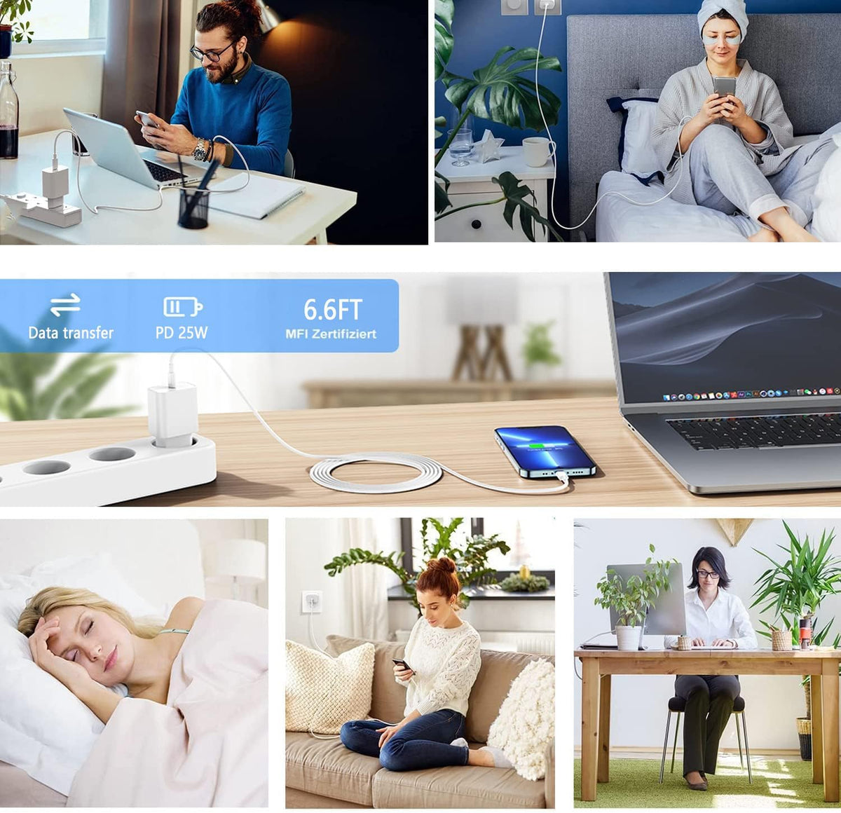 INTPIHP 25W European Travel USB C Wall Charger with 2m Cable RLC-381