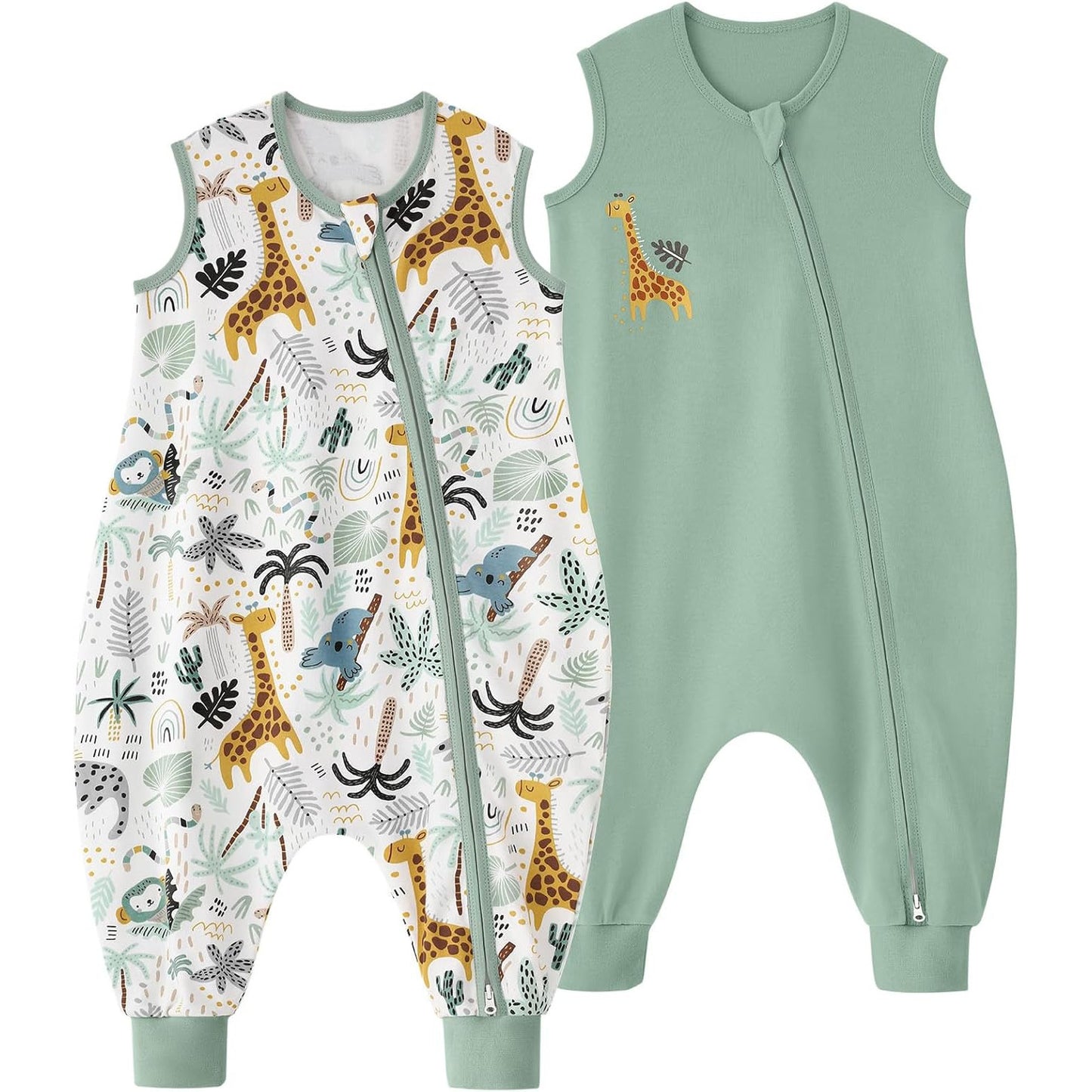 Yoofoss 2 x Baby Summer Sleeping Bags with Feet 100% Cotton