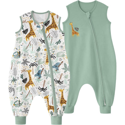 Yoofoss 2 x Baby Summer Sleeping Bags with Feet 100% Cotton