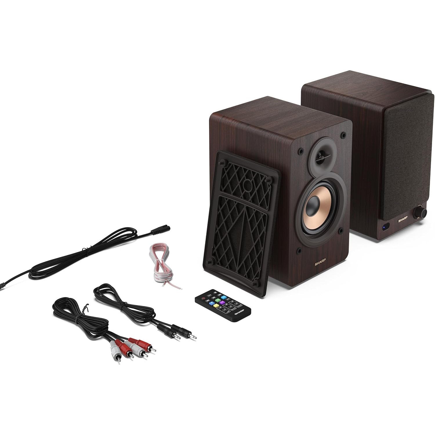 Sharp CP-SS30 Brown 60W RMS 2‑Way Active Bookshelf Speakers
