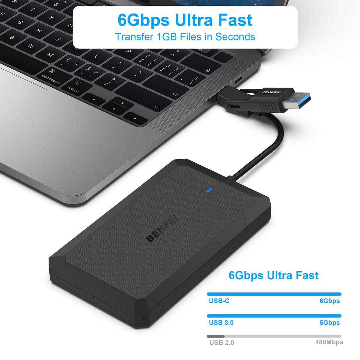 BENFEI 000346black 2.5 Inch SATA to USB Hard Drive Enclosure