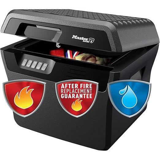 Master Lock Fireproof Document Box: ETL-Certified, Waterproof, Electronic Combination Lock, 18.5L Capacity