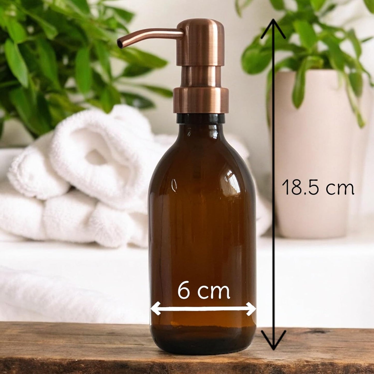 Avalon 250ml Amber Glass Soap Dispenser with Metallic Pump