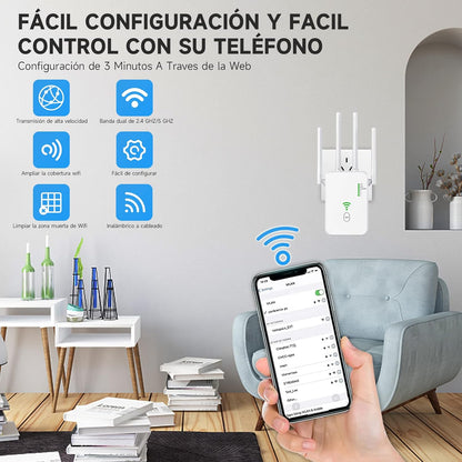 Universal WiFi Repeater Extender - Dual-Band AC1200M/AC300M, Wall Plug, WPS