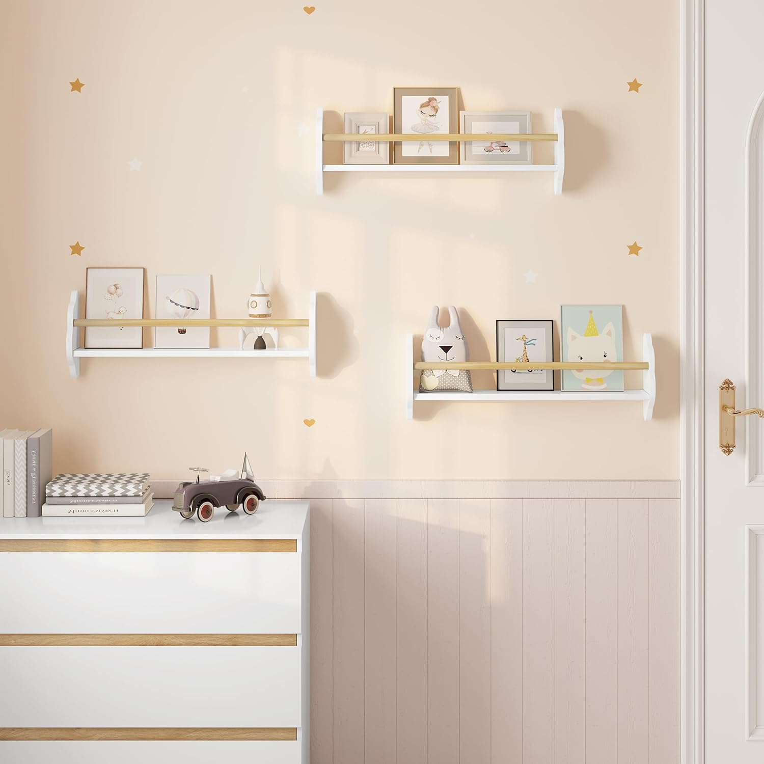 WOLTU Kids Cloud Shaped Wall Shelves Set of 3 White