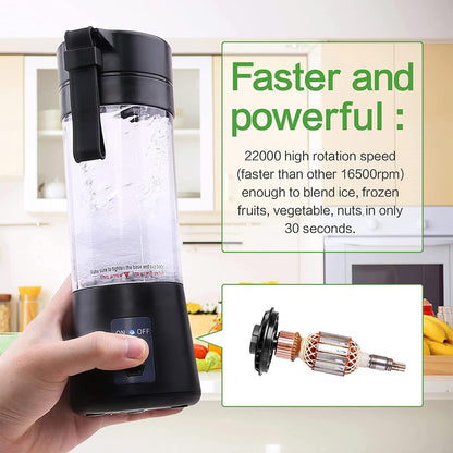 Moisturnt Portable USB Rechargeable Personal Blender 380ml Mini Smoothie Mixer