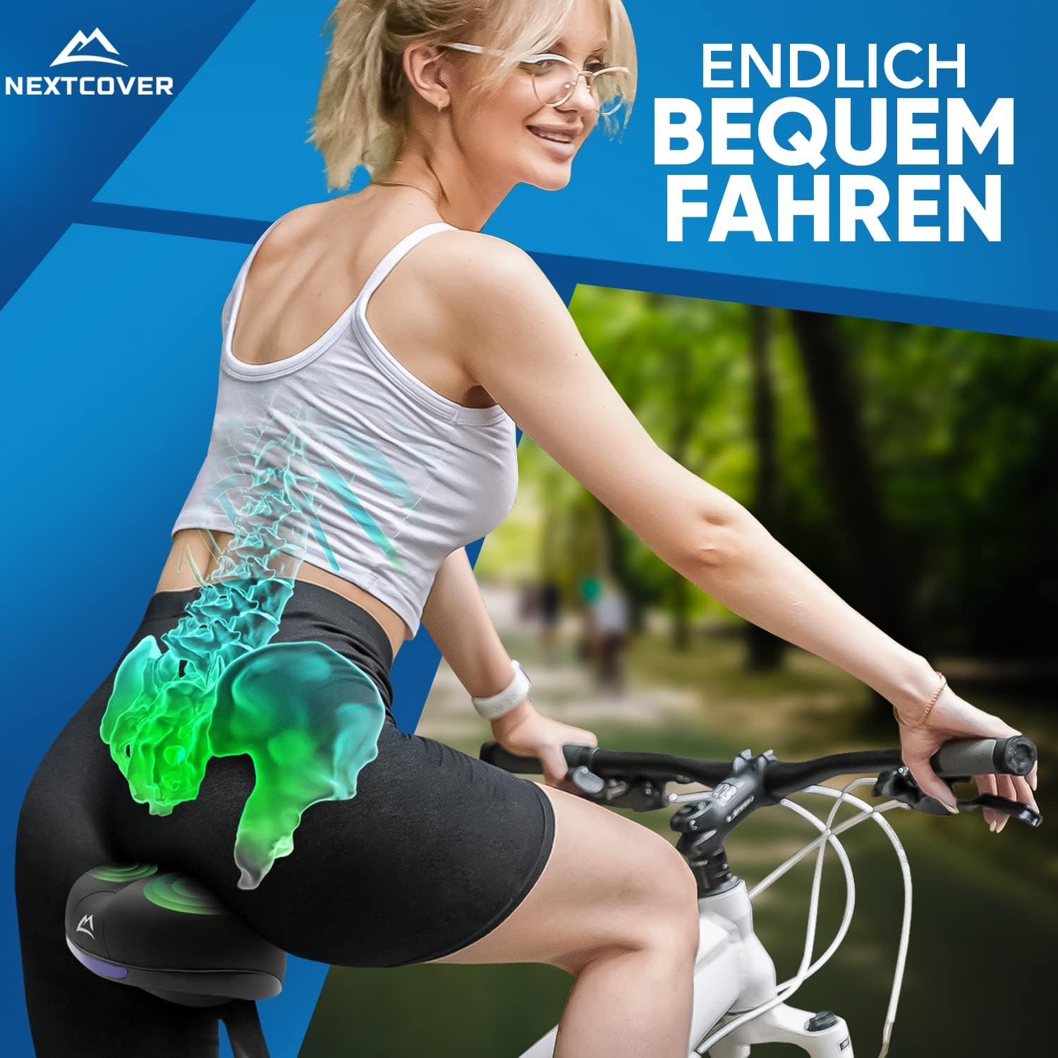 Nextcover Airflow Memory Foam Bicycle Saddle for Men and Women