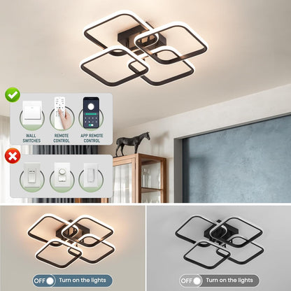 PULUOTI LED Ceiling Light , 4-Light Square Metal Design Flush Mount Acrylic