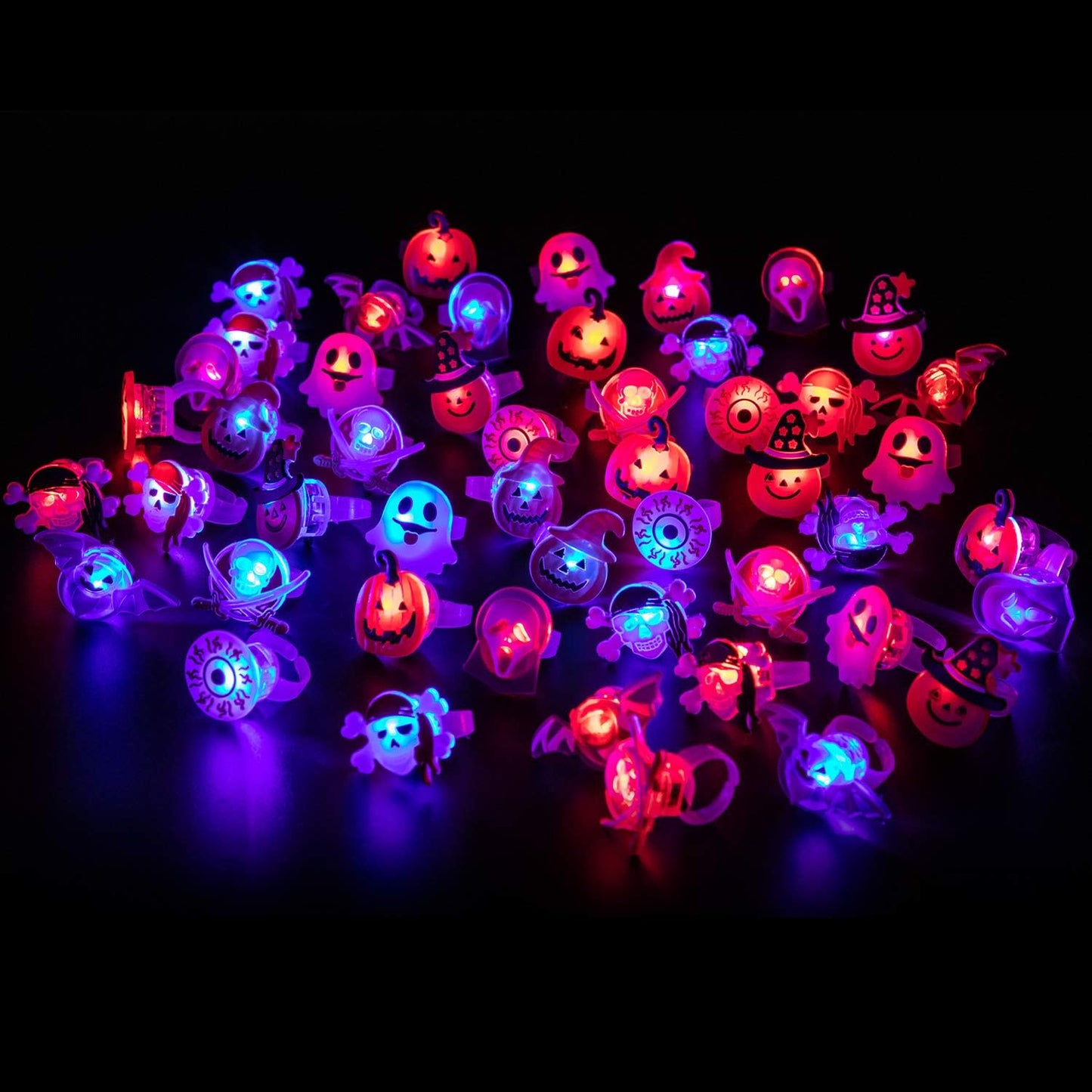 Oumers 50-Piece LED Halloween Glow Finger Rings