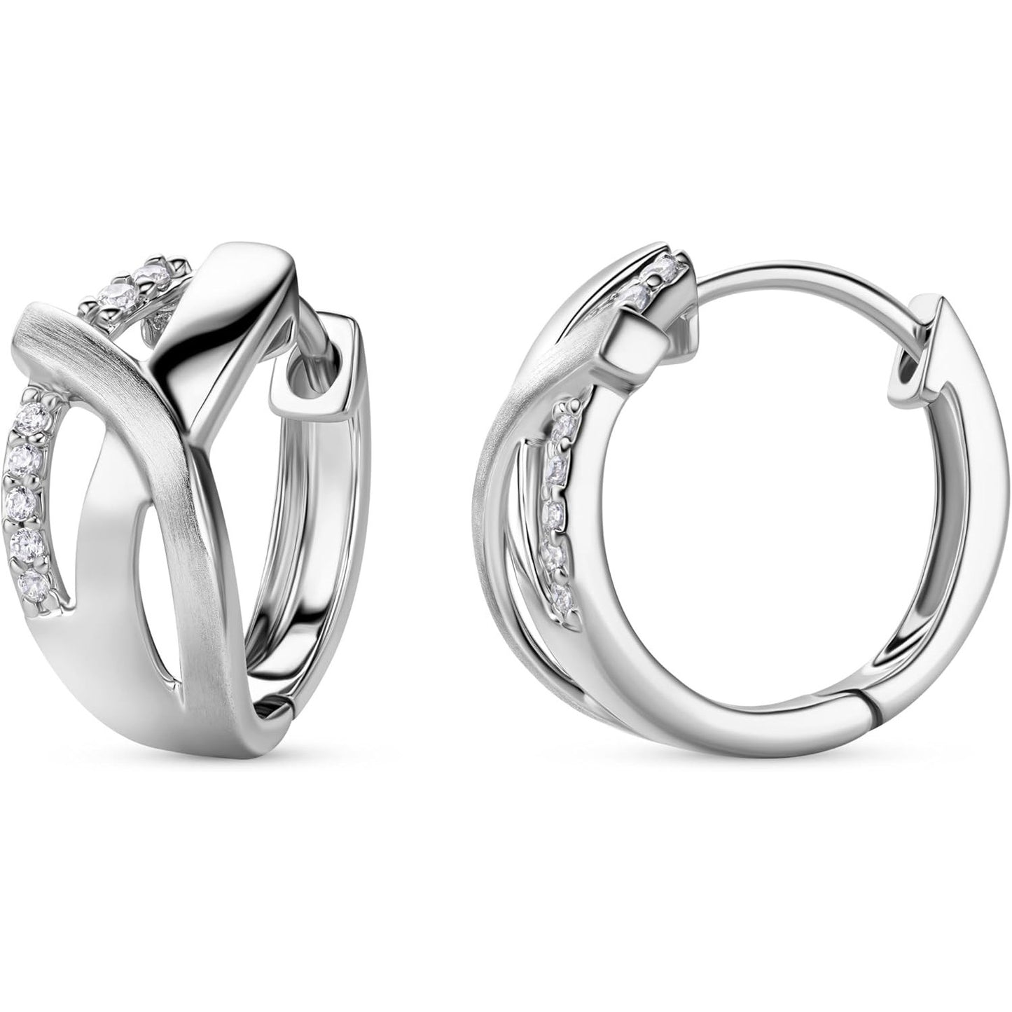 18ct Gold Plated Sterling Silver Huggie Earrings - Dazzling Zirconia Hoops