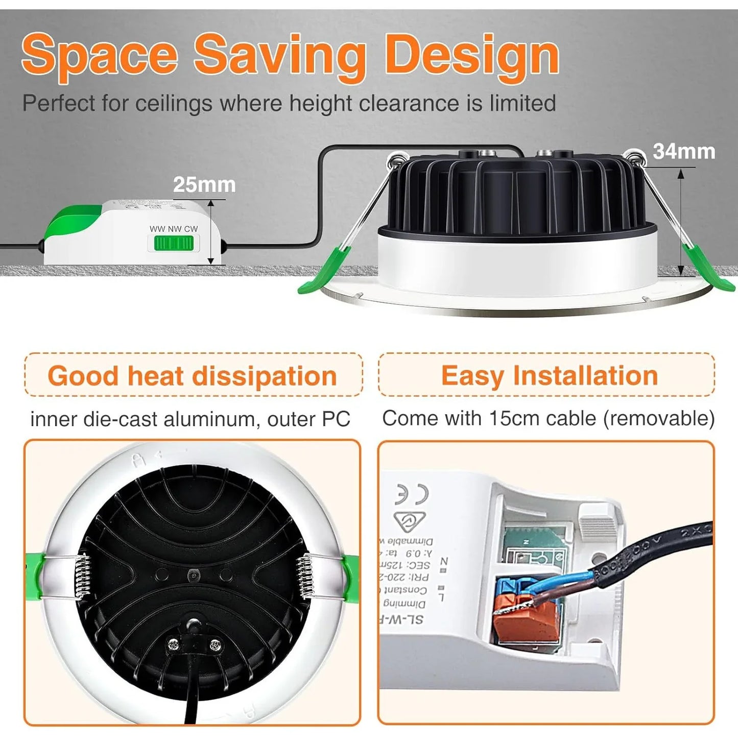 ALUSSO 8W Dimmable LED Downlight 70mm Ceiling Light Black - Gomix Brands Outlet