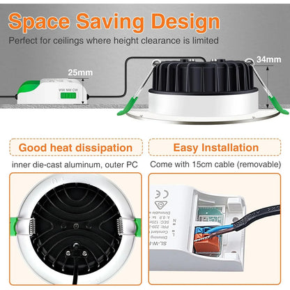 ALUSSO 8W Dimmable LED Downlight 70mm Ceiling Light Black - Gomix Brands Outlet