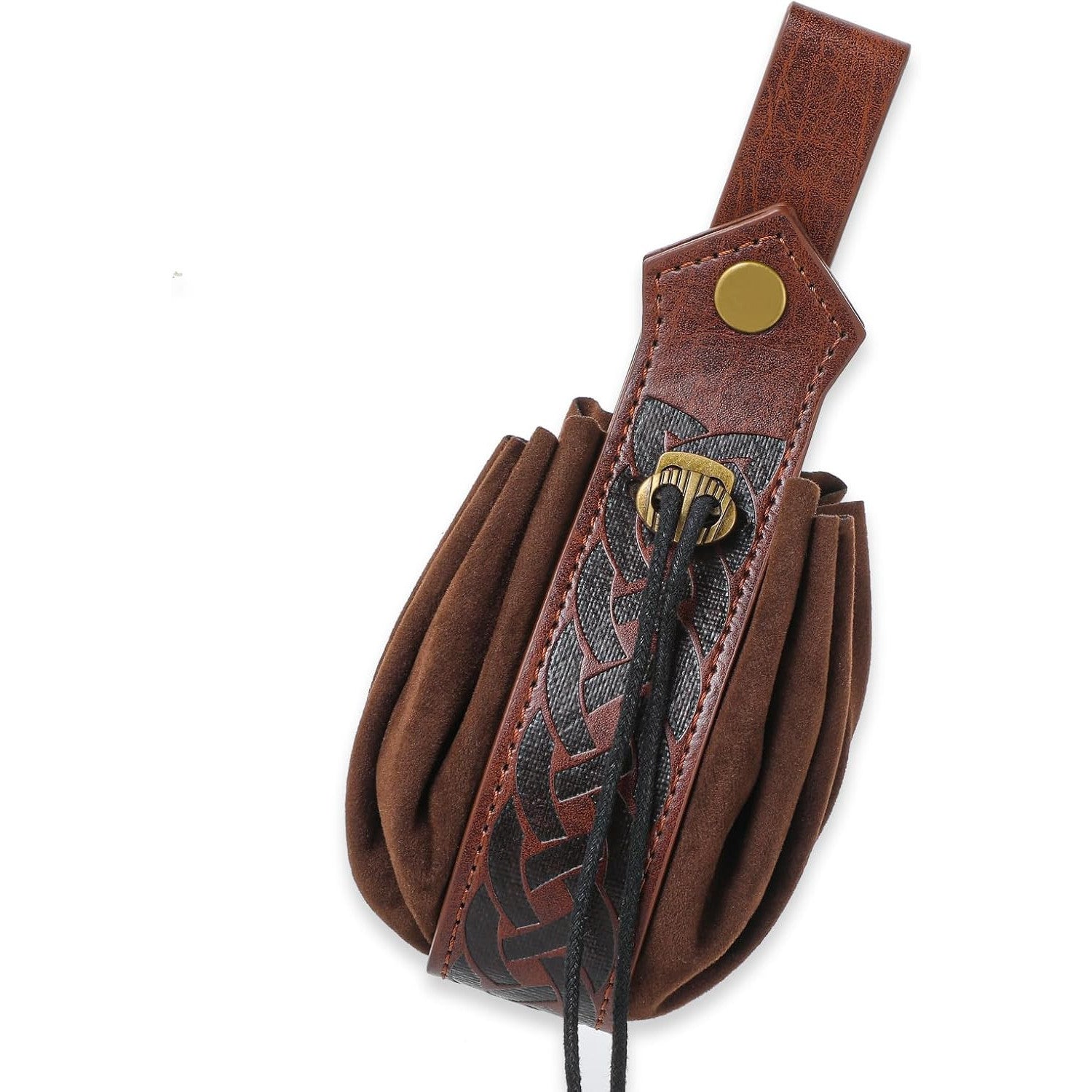Brown Medieval Faux Leather Coin Purse with Adjustable Drawstring