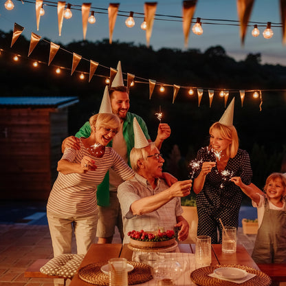 Avoalre 18+3M Outdoor String Lights 30+3 LED G40 Bulbs 8 Modes Timer IP44 Waterproof Warm White