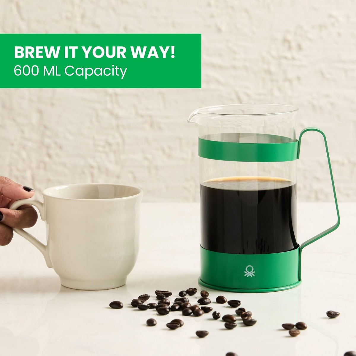 United Colors of Benetton Rainbow French Press 6 Cups 600ml Matt Green