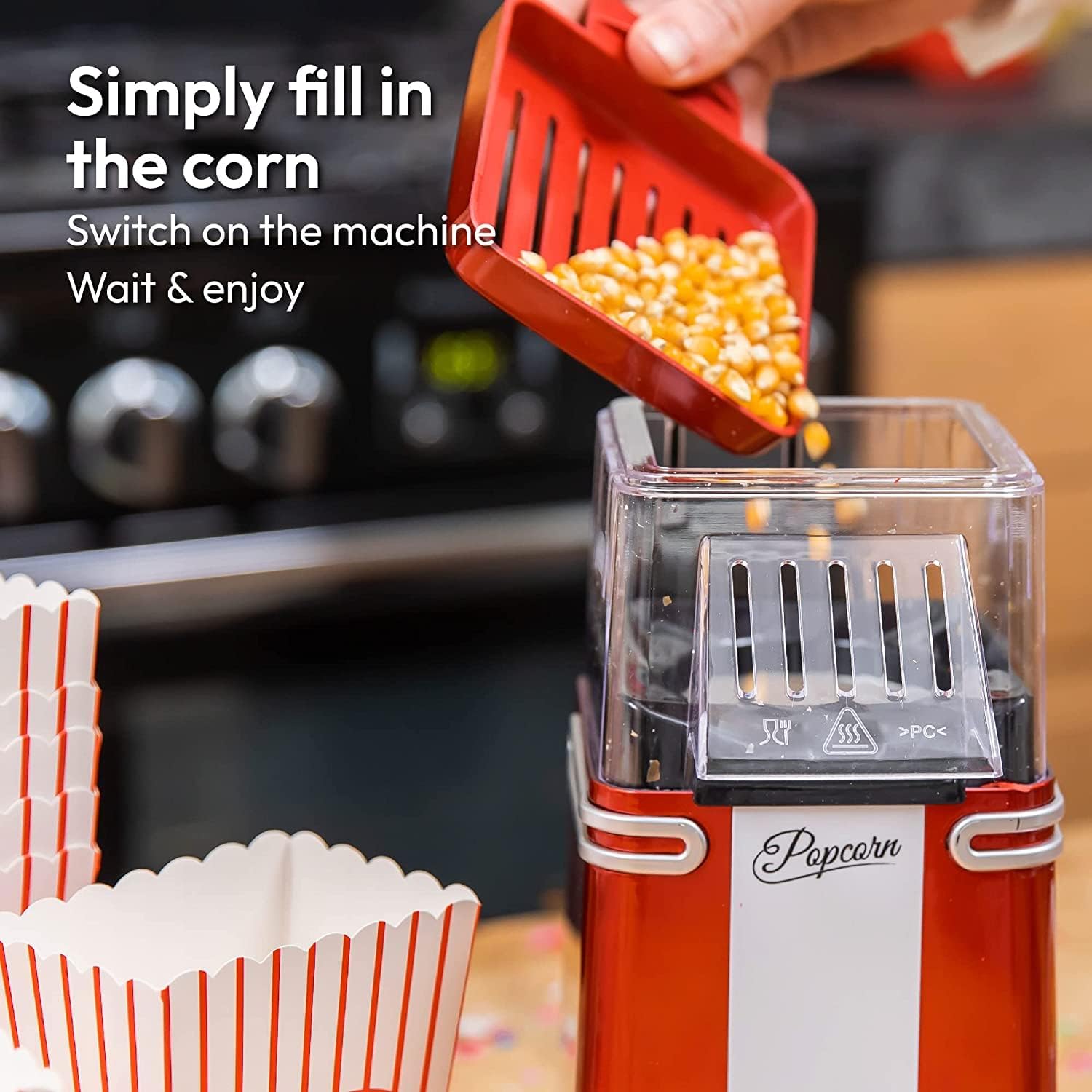 Gadgy Retro Hot Air Popcorn Maker Red GG0732
