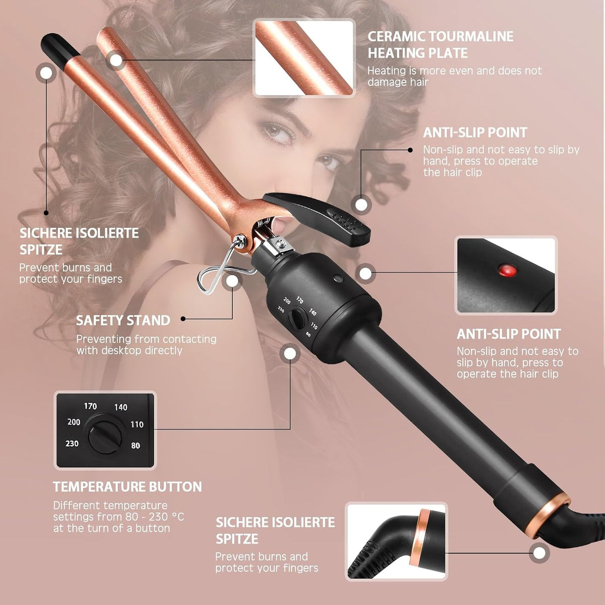 HyAdierTech Mini Ceramic Curling Iron 13mm C-16-13mm
