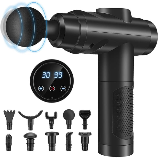 Zerolia 30-Speed Quiet Massage Gun with LCD and 10 Attachments