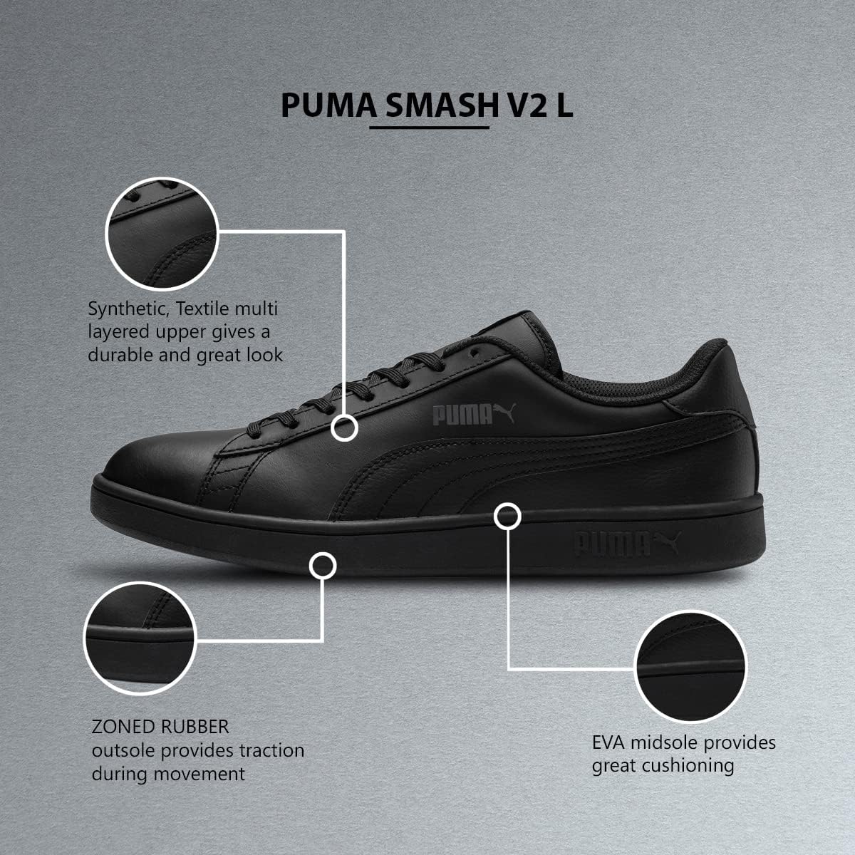 PUMA Unisex Smash V2 L Leather Sneakers - Classic Comfort, Durable Everyday Trainers