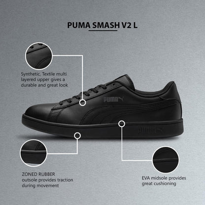 PUMA Unisex Smash V2 L Leather Sneakers - Classic Comfort, Durable Everyday Trainers