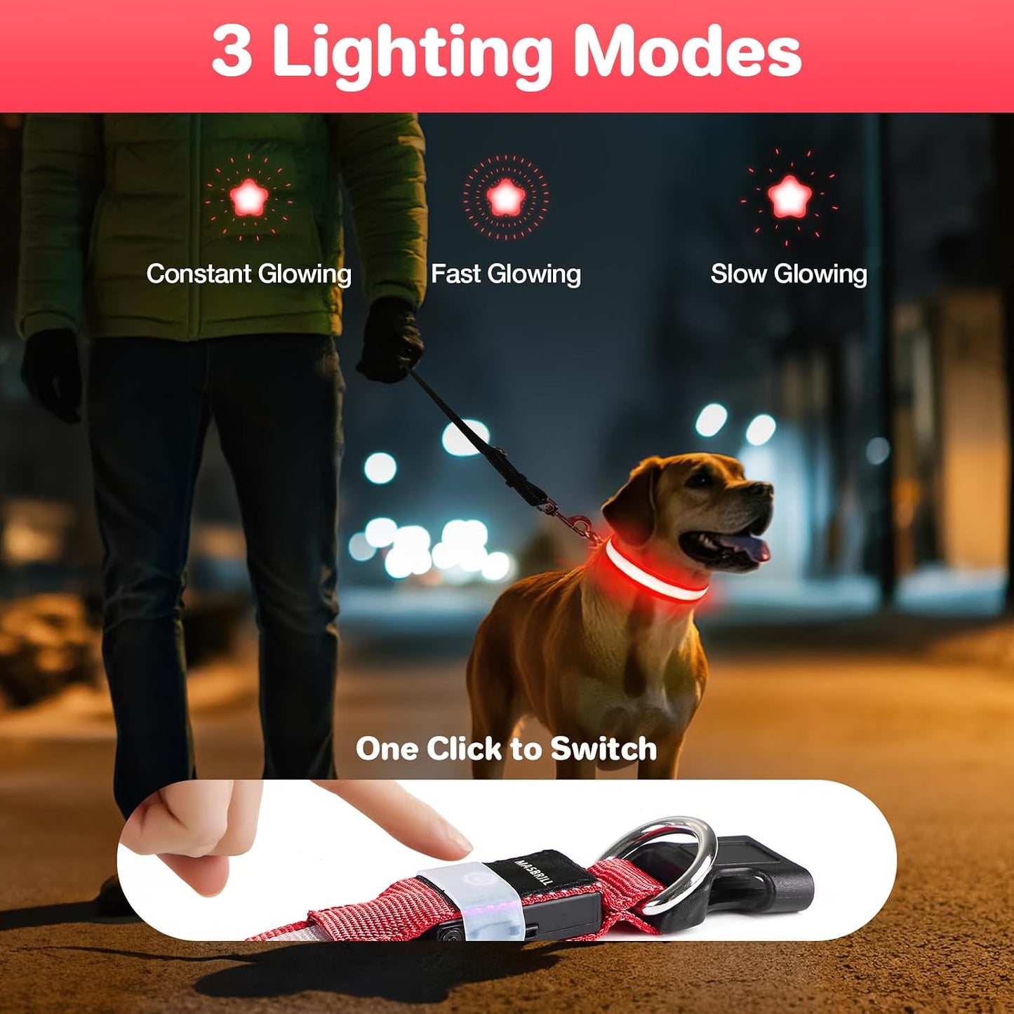 MASBRILL Rechargeable Security LED Pet Collar