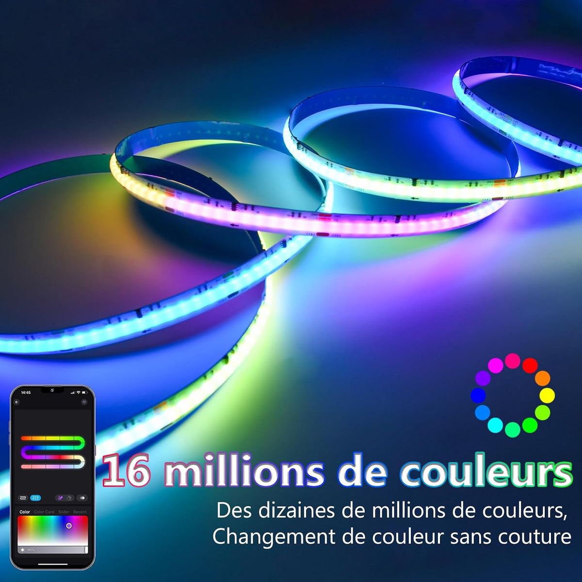 INDARUN RGB WiFi COB LED Strip 10m 24V