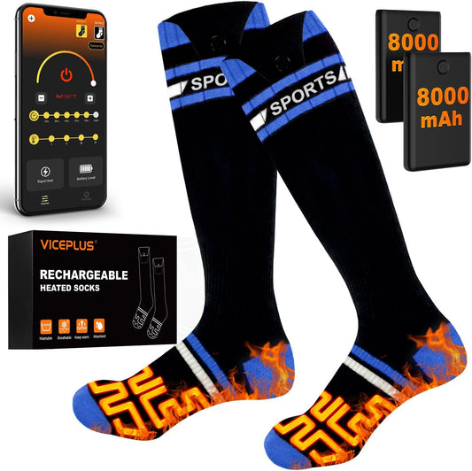 VICEPLUS Heated Ski Socks with 8000mAh Battery and App Control