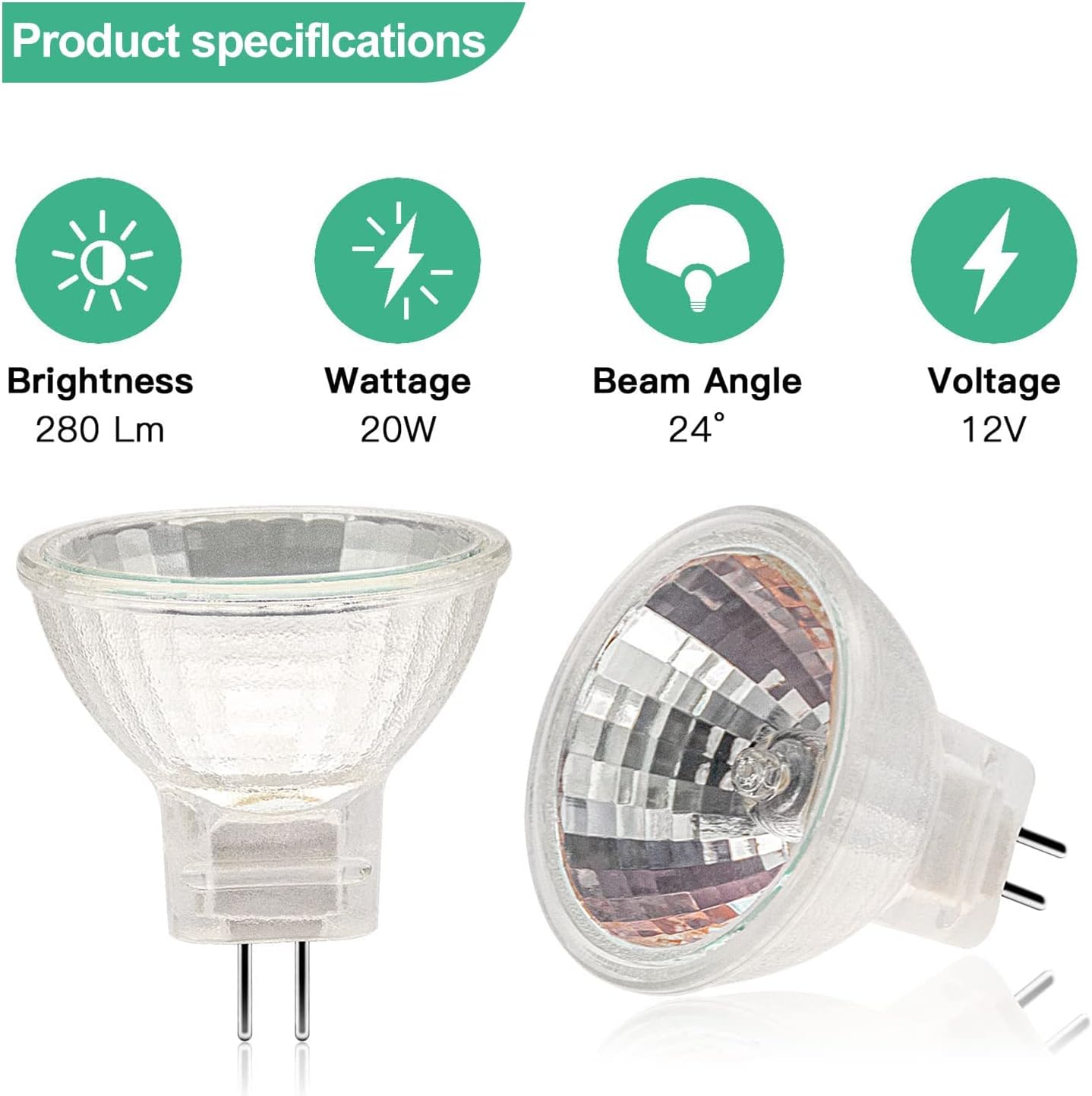 Simusi GU4 MR11 12V 20W Halogen Spot Light – 12 Pack Warm White