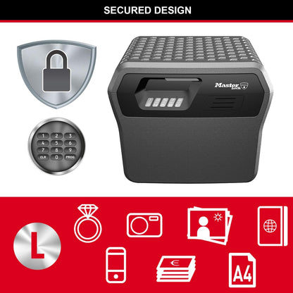 Master Lock Fireproof Document Box: ETL-Certified, Waterproof, Electronic Combination Lock, 18.5L Capacity