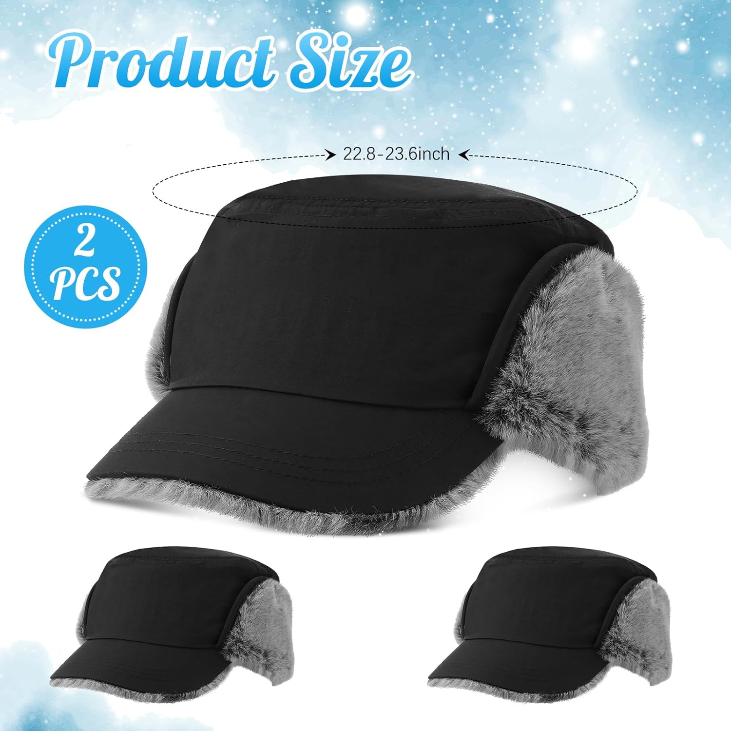 Suhine Warm Winter Trapper Hat with Faux Fur Lined Earflaps
