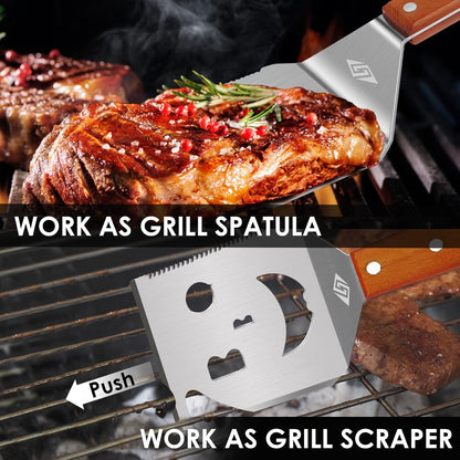 7‑In‑1 17‑Inch Heavy‑Duty BBQ Spatula with Scraper and Bottle Opener