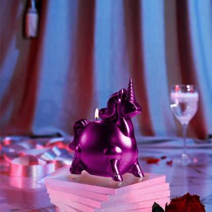 Candellana Low Poly Unicorn Decorative Candle Light Blue Handcrafted