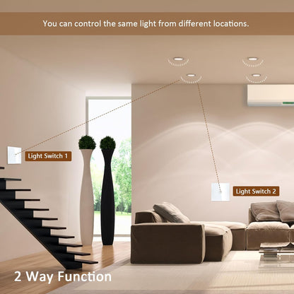 TAWOIA Smart Touch Light Switch: 2-Way Wall Switch with LED Backlight