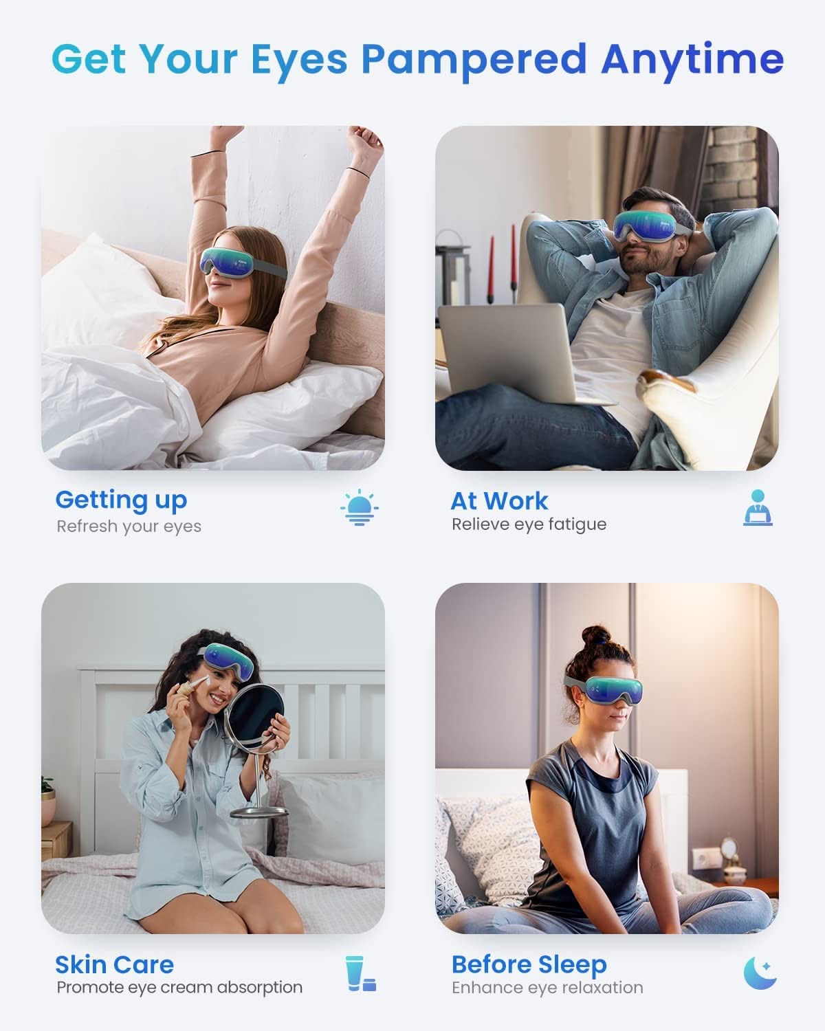 Renpho Eyeris 1 Eye Massager Metalle Blue Heat Bluetooth