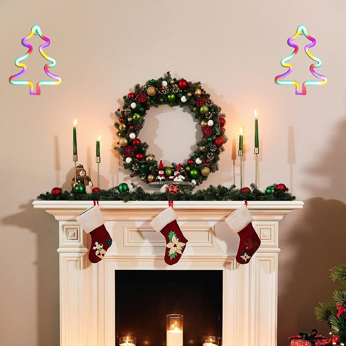 LED Neon Light Colorful Christmas Tree Sign Decoration