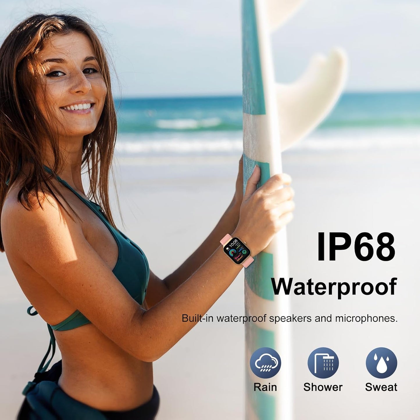 Jugeman P99 Smart Watch 1.96" Touchscreen Fitness Tracker Soft Cyan