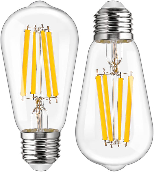 Genixgreen E27 LED ST58 Edison Bulbs: 12W Retro Style Globe Filament Warm White