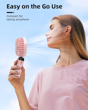Koonie Portable Handheld Fan: 5-Speed Rechargeable Battery Operated Mini Desk Fan