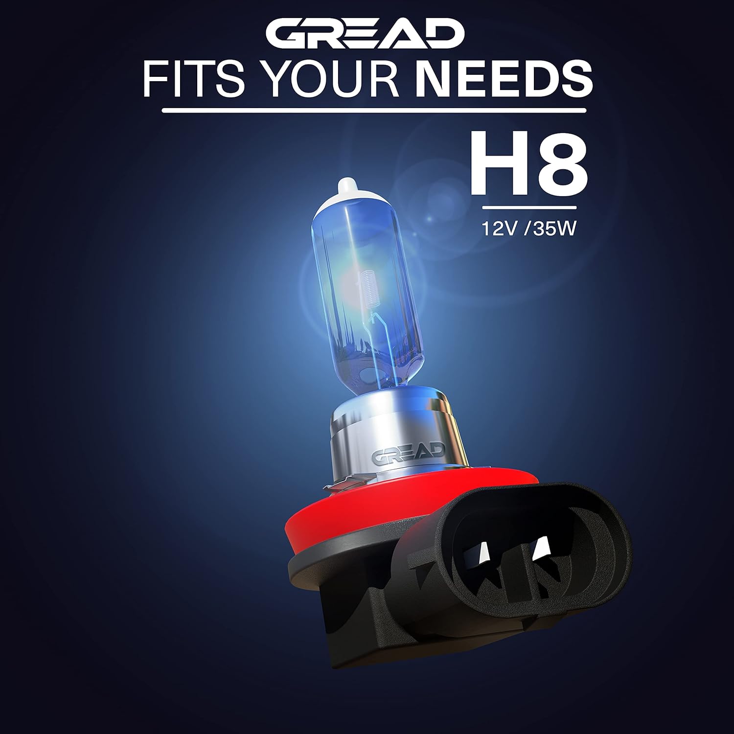 Gread H8 Super White Xenon Halogen Lamp 8500K 35W E‑Certified
