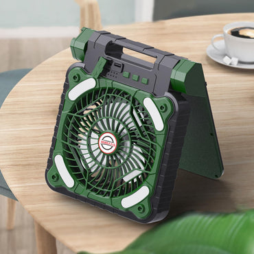 Alokrupswam SF-1 Solar Camping Fan with Phone Charger and LED Light