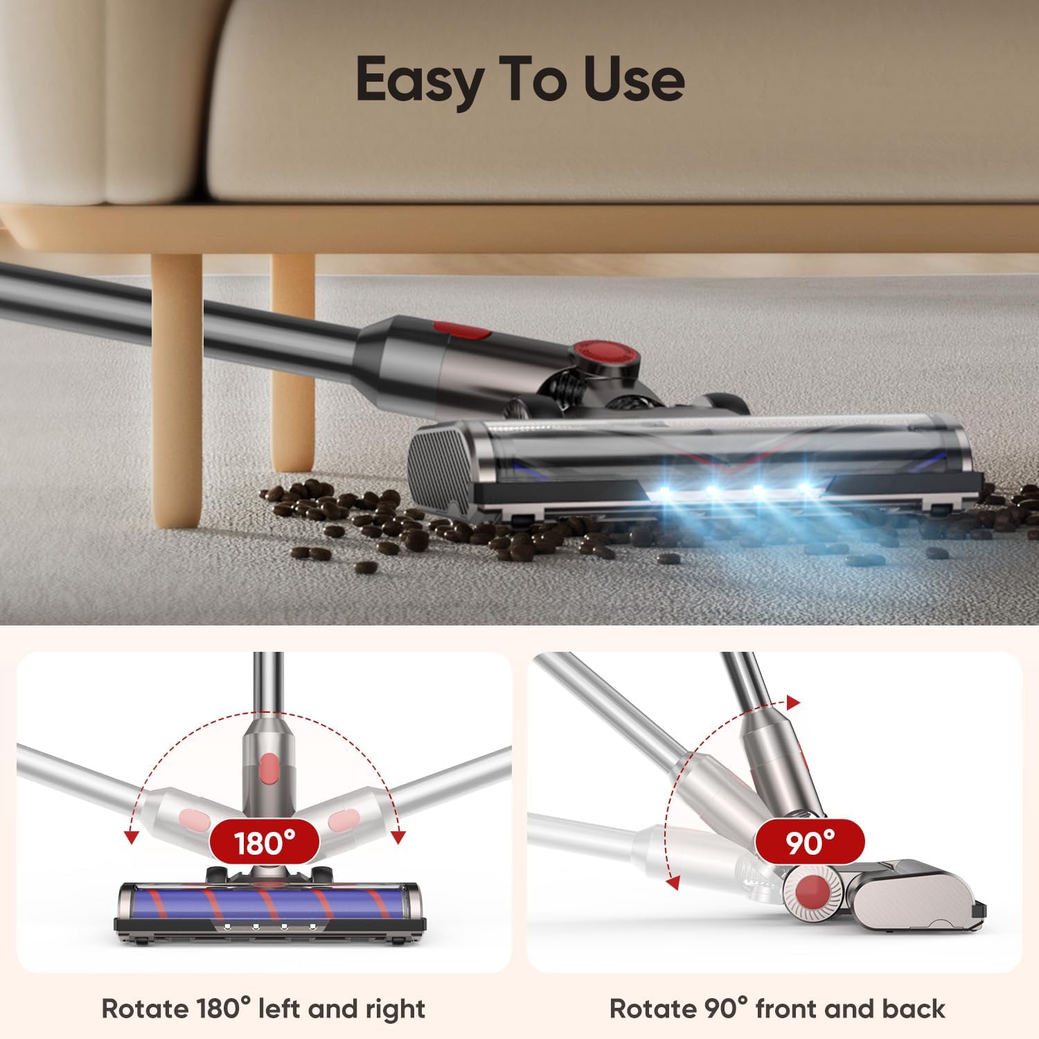 FLYLINKTECH Brush Head for Dyson V7‑V15 Vacuums with LED Lights