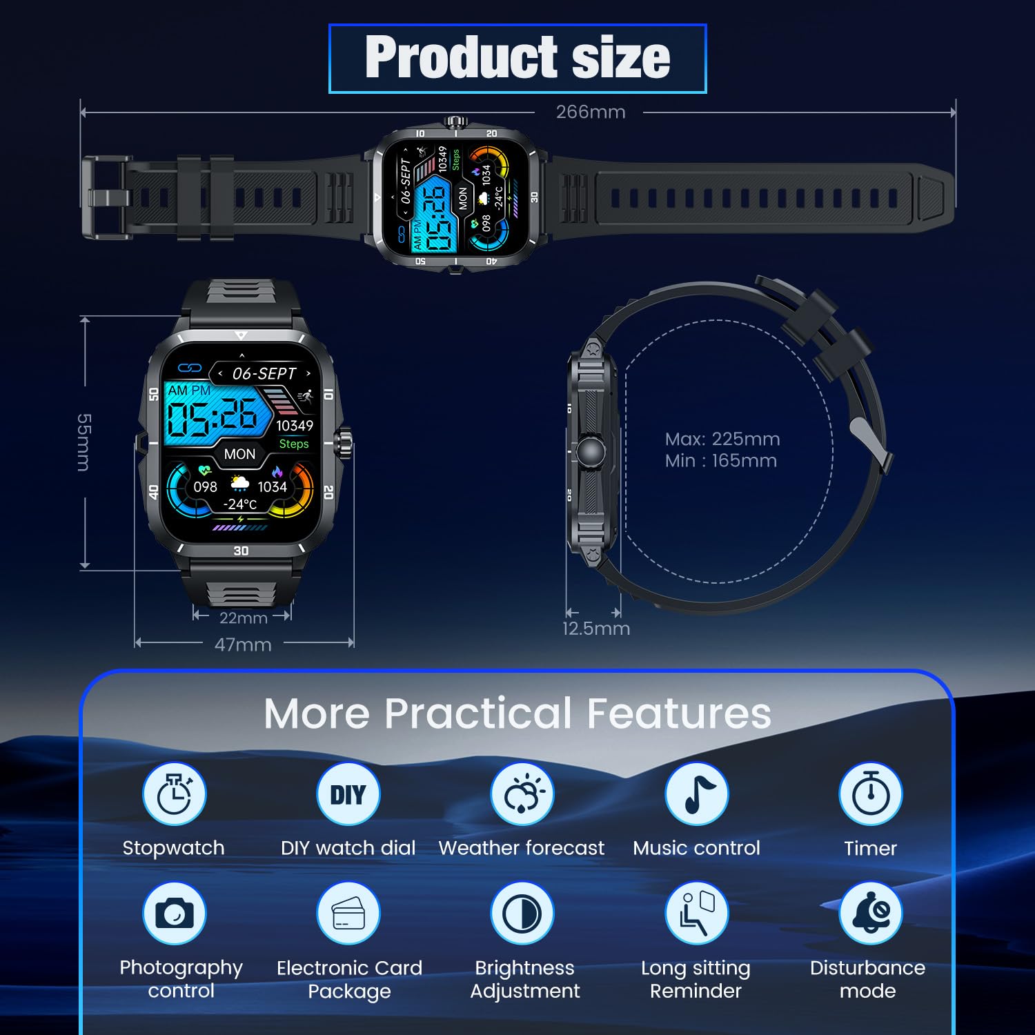 Men's 2.0" Full Touchscreen Smartwatch: Fitness Tracker, Call Function, Health Monitor