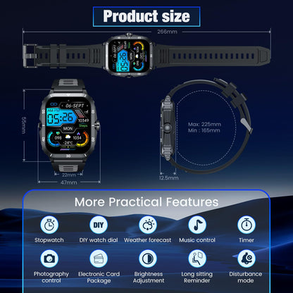 Men's 2.0" Full Touchscreen Smartwatch: Fitness Tracker, Call Function, Health Monitor