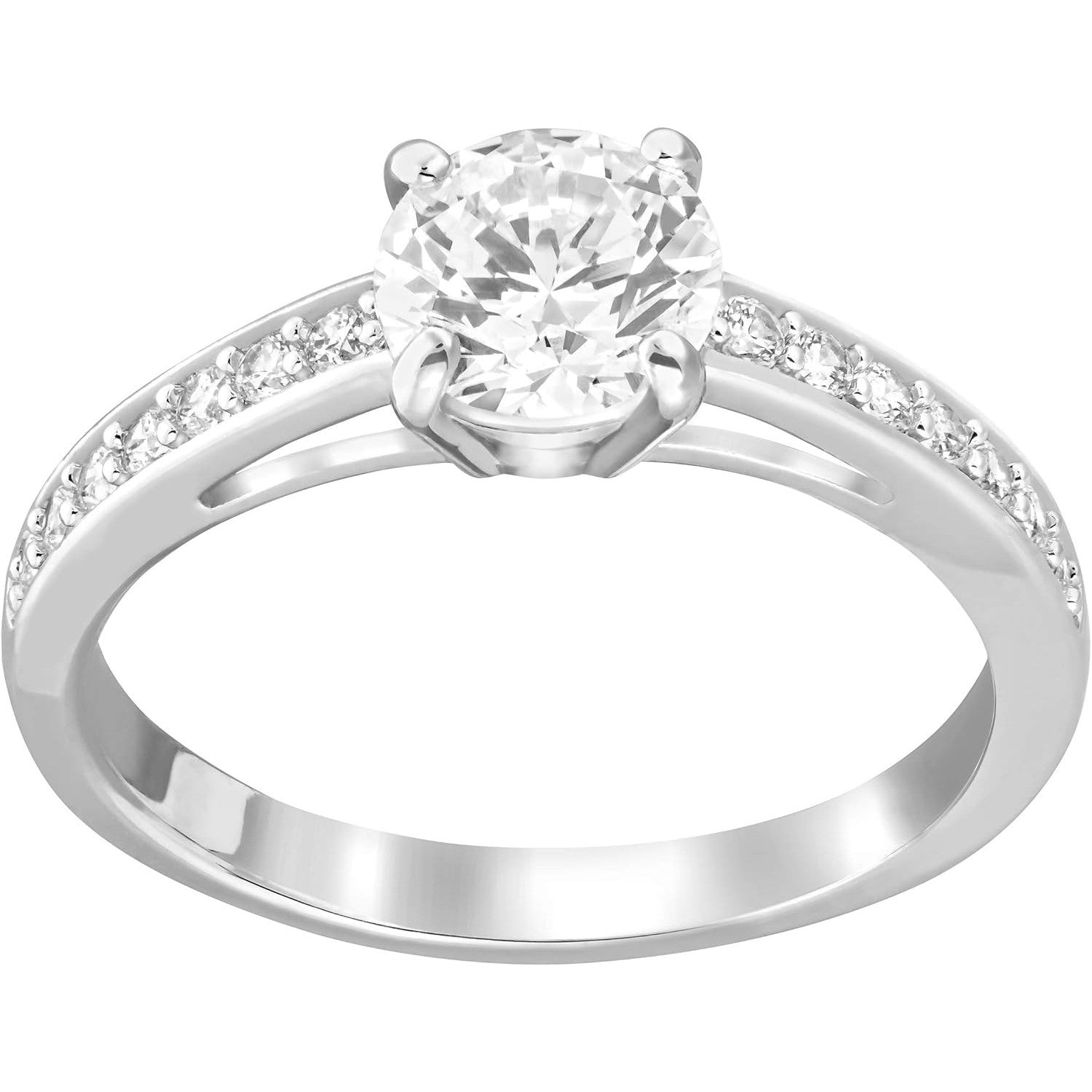 Swarovski Women's Dazzling Attract Round Rhodium Plated Crystal Ring