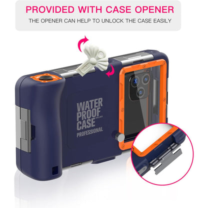 ShellBox Waterproof Diving Case for Phones – 15M Depth, Blue-Orange